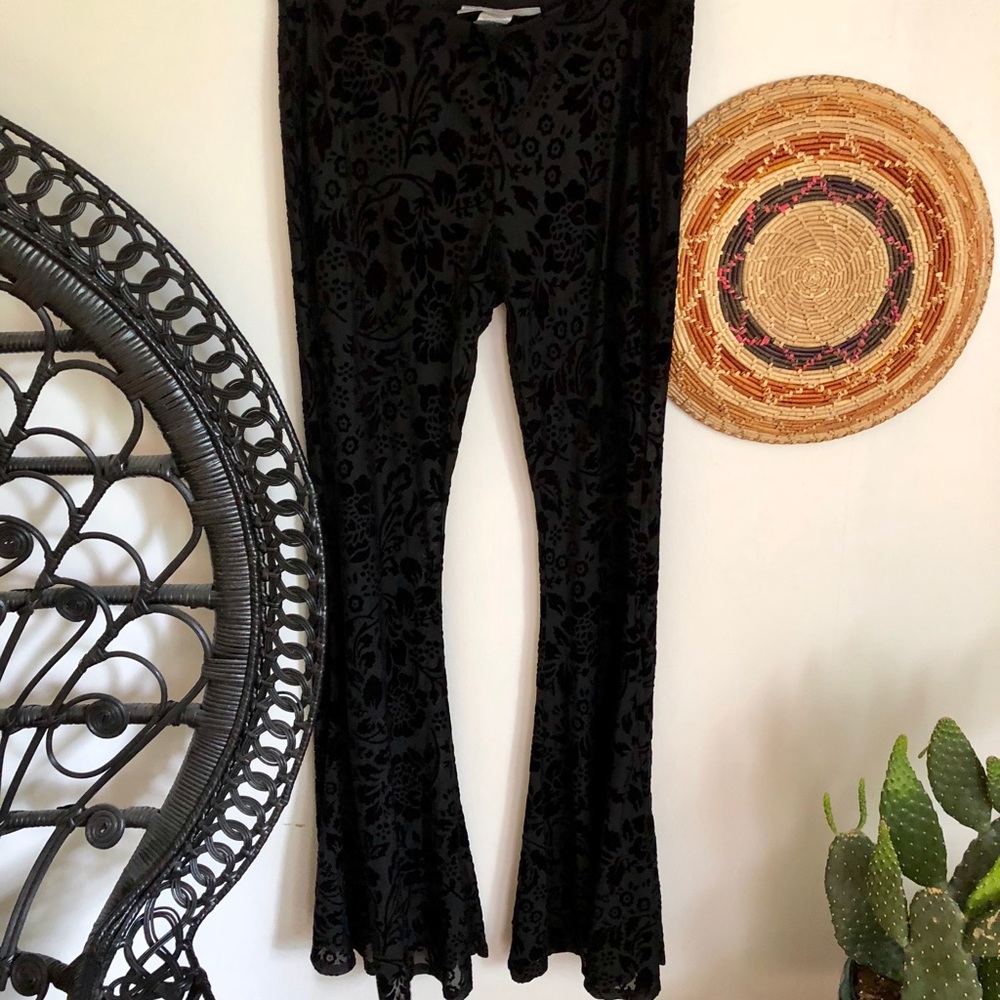 Black Sheer floral bell bottoms